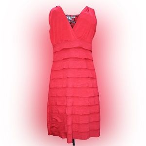 Max Studio Red Ruffled Tiered Body Con Dress